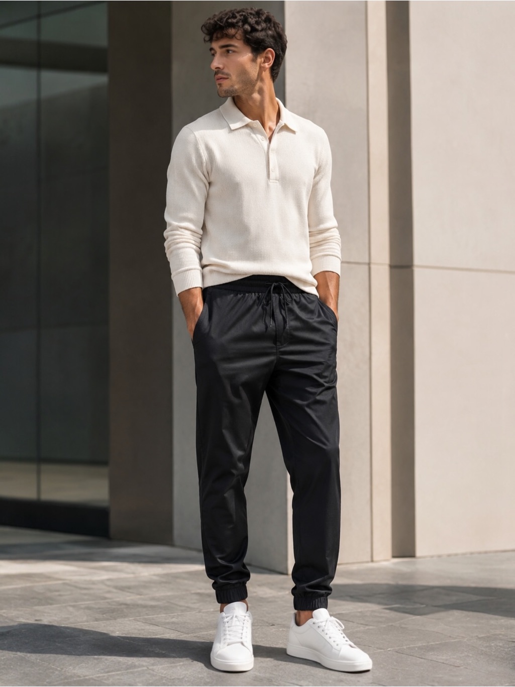 Wax London Black Drawstring Jogger Pants Men’s 32 Tapered Cotton Casual